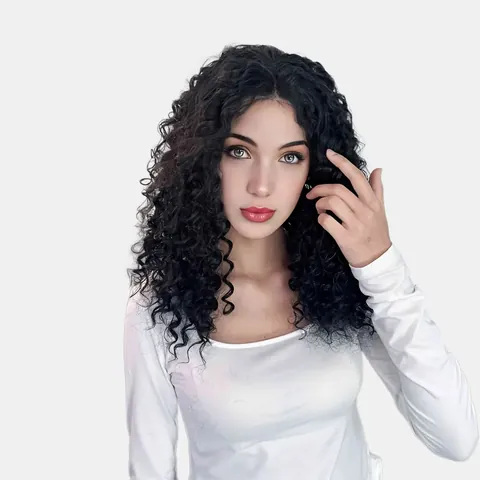Dames Kort Krullend Lace Front Pruik Synthetisch Hittebestendige Vezel Natuurlijk Zwart Afro Krullen Pruikmuts