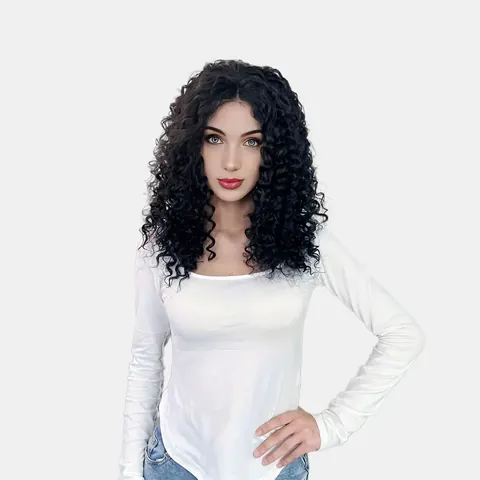 Dames Kort Krullend Lace Front Pruik Synthetisch Hittebestendige Vezel Natuurlijk Zwart Afro Krullen Pruikmuts