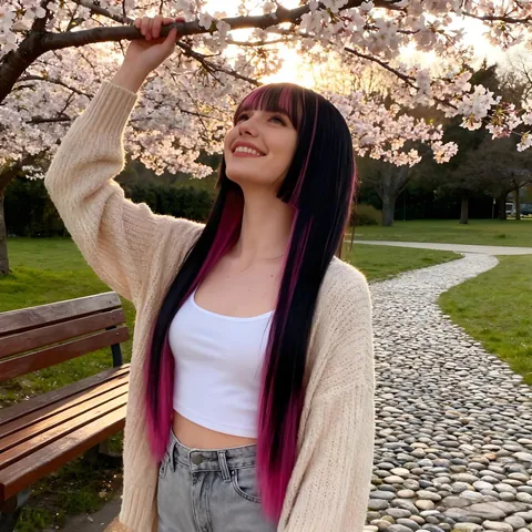 Lange Steile Hime Snit Pruik Ombre Roze Paars Grijs Synthetische Vezel Hittebestendig Haar Rechte Pony Lolita Cosplay Hoofddeksel
