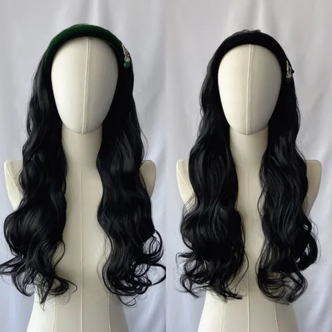 Long Wavy Headband Wig Synthetic High Temperature Fiber U-Shaped Half Headgear With Velvet Headband Vintage Jewelry For Women