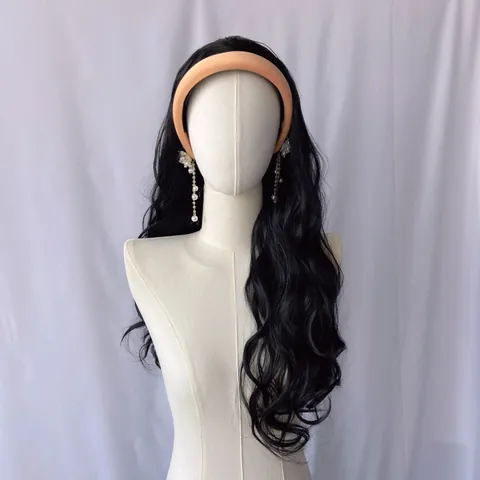 Long Water Wave Headband Wig For Women Synthetic High Temperature Fiber Large Wave Curly Hairpiece Vintage Retro Daily Party Hair Extensions