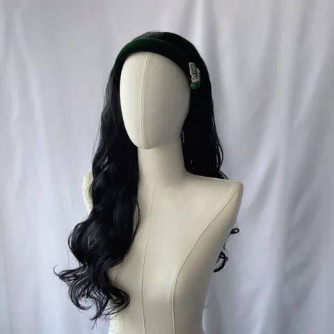 Long Wavy Headband Wig Synthetic High Temperature Fiber U-Shaped Half Headgear With Velvet Headband Vintage Jewelry For Women