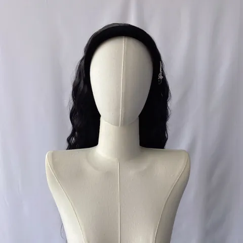 Women Vintage Long Curly Water Wave Wig With Headband Synthetic High Temperature Fiber Hairpiece For Daily Party Use