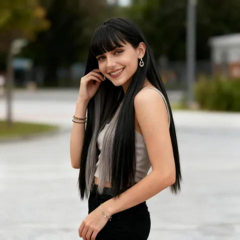 Long Straight Ombre Wig For Women Heat Resistant Synthetic Fiber Natural Hairpiece With Air Bangs For Daily Party Fashion
