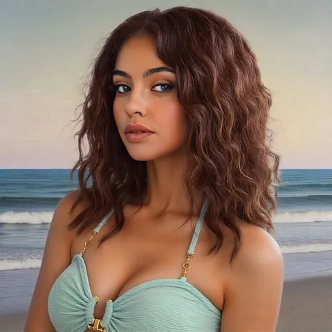 Perruque Synthétique Body Wave avec Raie au Milieu pour Femme Fibre Haute Température Cheveux Ondulés Bouclés de Longueur Moyenne pour Usage Quotidien et Fête