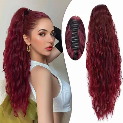 Claw Clip Ponytail Extension Long Wavy Water Wave Synthetic Hairpiece For Women Heat Resistant Fiber Volumizing Hairpiece