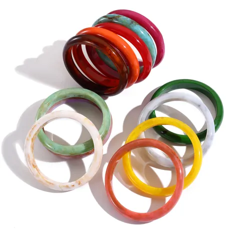 Bracelet Jonc Vintage en Résine Lavage à l'encre Pour Femme Motif Marbre Minimaliste Bijoux de Mode Polis Accessoire