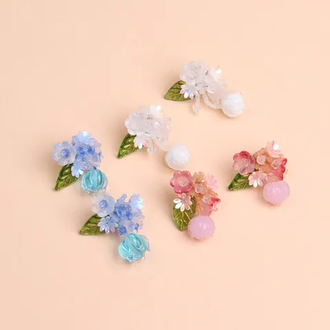Korean Style Acrylic Flower Stud Earrings With Stainless Steel Earring Post Fresh Sweet Floral Petal Dangle Jewelry For Women
