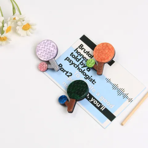 Cartoon Abstract Tree Flower Acrylic Brooches Creative Wave Texture Pin Jewelry For Women Student Bag Accessory
