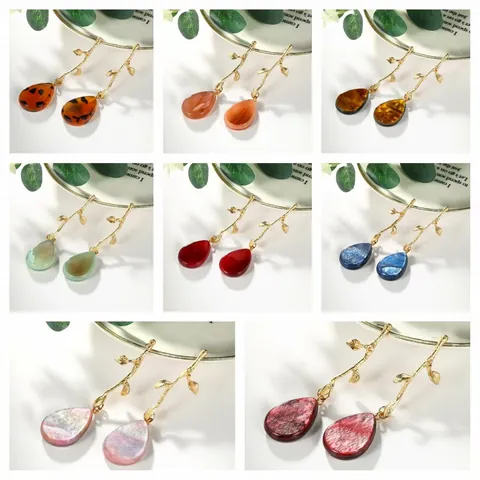 Boucles d'Oreilles Pendantes Branche Vintage Avec Tige en Acier Inoxydable Élégantes Gouttes en Acrylique à Ondulation d'Eau Pour Femme Bijoux Mode Cadeau