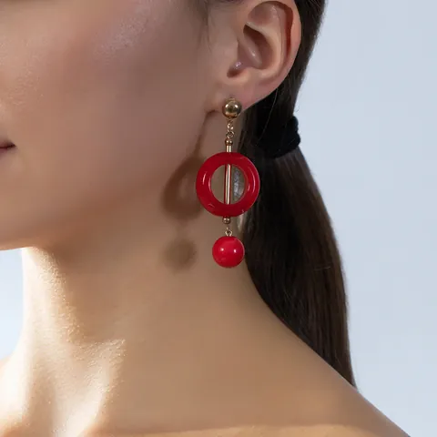 Boucles d'Oreilles Pendantes Vintage Style Petit Parfum Rondes en Acrylique 3D Avec Tige en Acier Inoxydable Bijoux Femme Mode Géométrique