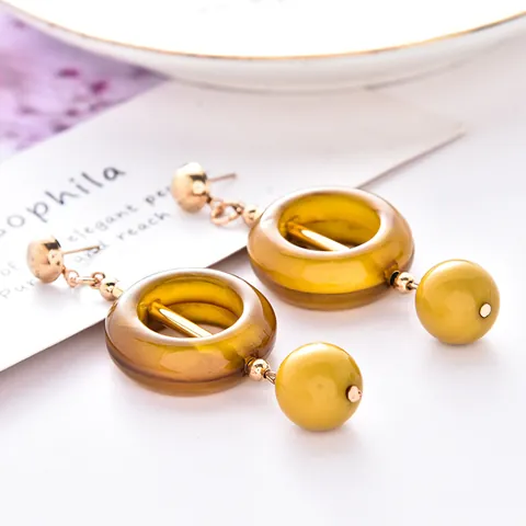 Boucles d'Oreilles Pendantes Vintage Style Petit Parfum Rondes en Acrylique 3D Avec Tige en Acier Inoxydable Bijoux Femme Mode Géométrique