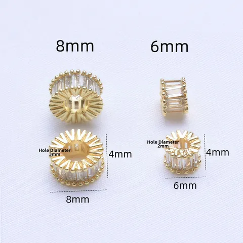 Messing Zirkonia Zwischenperlen Farbbeständig Vergoldet Großloch Radperlen Für DIY Armband Halskette Herstellung Schmuckzubehör