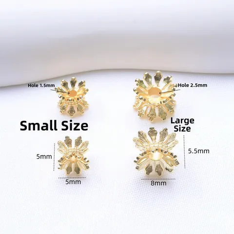 Capuchón de Flor de Cobre Chapado en Oro de 18K Espaciador para Fabricación de Joyas DIY Pulsera Collar Accesorio de Cuenta Pétalo 3D