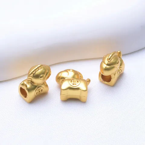 Perles d'Espacement en Forme de Cheval du Zodiaque en Cuivre Électroplaqué Couleur Or Ancien pour la Fabrication de Bijoux DIY Perles à Motifs de Pièces d'Animaux de Style Chinois