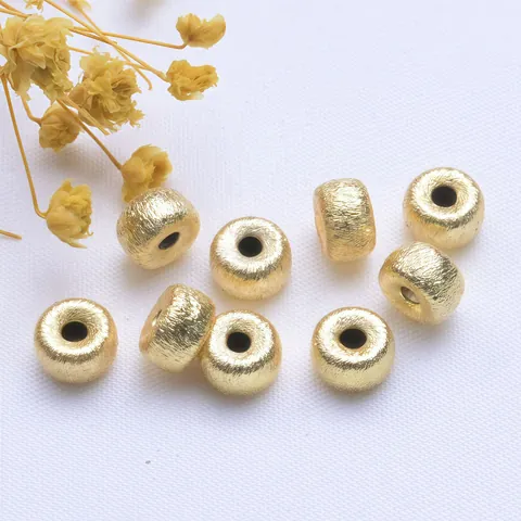 Cuentas Espaciadoras de Latón Cepillado Chapado en Oro 18K 14K Forma de Rueda Redonda Cuentas Sueltas para Fabricación de Joyas DIY