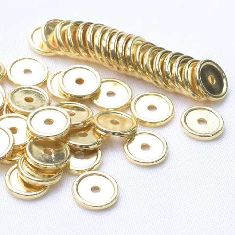 Cuentas Espaciadoras Redondas Bañadas en Oro Plata Espaciadores de Disco Plano de Metal Para Creación de Joyas DIY Accesorios