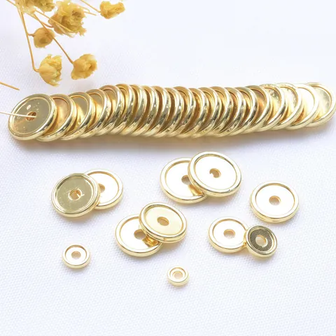 Cuentas Espaciadoras Redondas Bañadas en Oro Plata Espaciadores de Disco Plano de Metal Para Creación de Joyas DIY Accesorios
