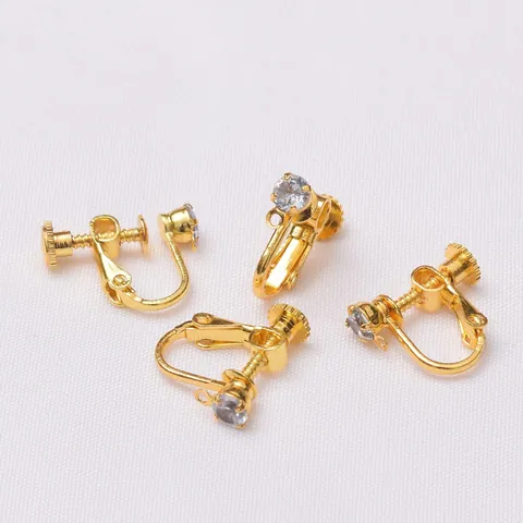 Copper Zircon Spiral Earring Converter For Non Pierced Ears DIY Earring Findings Jewelry Making Clip On Earrings Parts