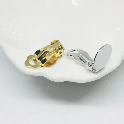 Convertidores de Pendientes de Cobre DIY Para Orejas No Perforadas Base Plana Clip de Resorte Componentes Para Bisutería Oro Plata