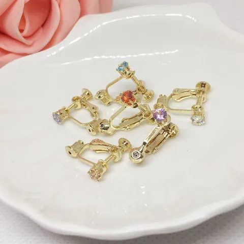 Convertidores de Pendientes de Tornillo de Cobre y Zirconia Ajustables Clips de Oreja en U Para Creación de Joyas DIY Mujer Oro Plata Oro Rosa