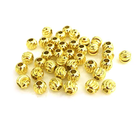 Gold Plated Copper Spacer Beads Round Spiral Pattern Loose Beads For DIY Jewelry Making Bracelet Necklace Findings