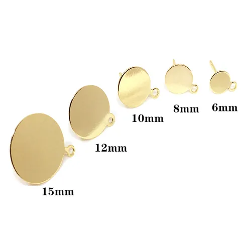 DIY Earring Stud Findings 925 Sterling Silver Earring Post Copper Flat Round Base With Loop Jewelry Making Accessories For Women