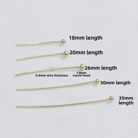 Copper Ball Head Pins 14K Gold Silver Plated DIY Jewelry Making Findings Handcrafted Earring Accessories Round Head Pins