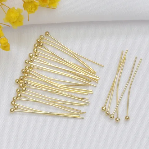 Copper Ball Head Pins 14K Gold Silver Plated DIY Jewelry Making Findings Handcrafted Earring Accessories Round Head Pins