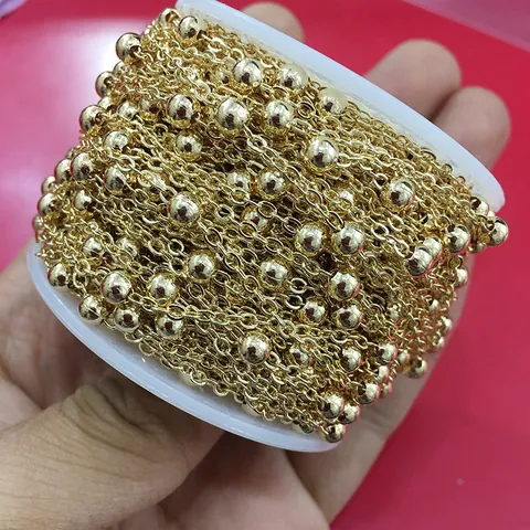 14K Gold Plated Copper Satellite Bead Chain O-Link Flat Chain For DIY Jewelry Making Necklace Bracelet Extension Semi-Finished Fine Chain