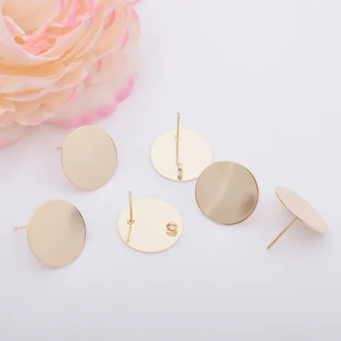 DIY Ohrstecker Zubehör Mit 925 Sterlingsilber Ohrstecker-Stift 14k Goldgefüllt Platinierte Runde Flache Basis Mit Aufhängeschlaufe Für Schmuckherstellung