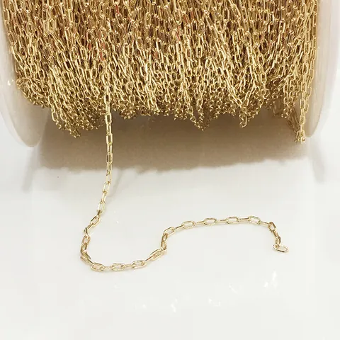 DIY Oval Link Chain 14K 18K Gold Plated Copper O Chain For Jewelry Making Handmade Necklace Bracelet Components Accessories