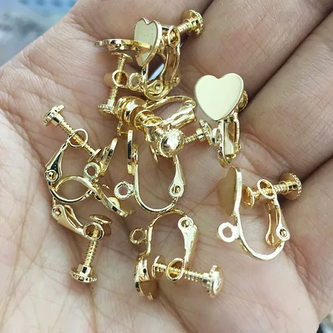 Convertitori Orecchini a Vite in Rame a Forma di Cuore Per Orecchie Senza Buco Clip a Spirale Regolabili DIY Gioielli Accessori