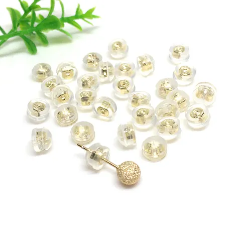 18K Gold Plated Copper Silicone Earring Backs Star Round Shape Earring Stoppers For DIY Jewelry Making Accessories