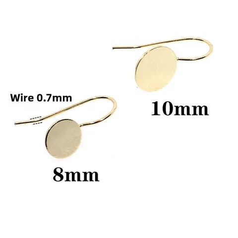 14K Vergoldet Kupfer Ohrringhaken Mit Runder Flacher Pad-Basis Für DIY Schmuckherstellung Handgefertigte Ohrring-Zubehör