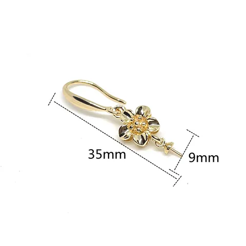 Ganchos para Pendientes de Flores DIY Con Poste de Plata de Ley 925 Chapado en Oro 14k 18k Cobre Colgantes Florales Joyería