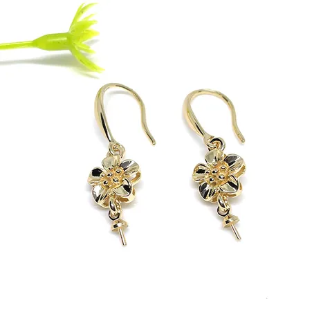 Ganchos para Pendientes de Flores DIY Con Poste de Plata de Ley 925 Chapado en Oro 14k 18k Cobre Colgantes Florales Joyería