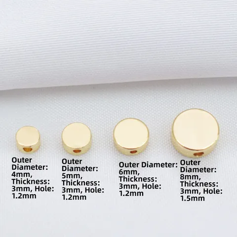 14K Oro Riempito Placcato Platino Rame Piatto Tondo Perle Distanziatrici Disco Liscio per DIY Bracciale Collana Creazione Gioielli