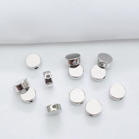 Cuentas Espaciadoras de Cobre con Oro Laminado de 14K Platinado Disco Redondo Plano Liso para Hacer Joyas de Bricolaje Pulsera Collar