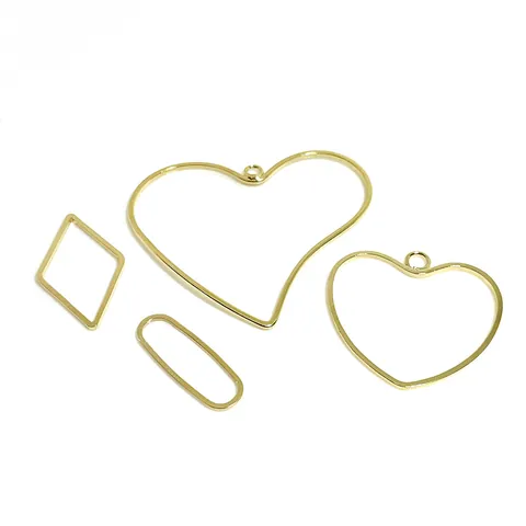 14K Gold Filled Brass Geometric Heart Rhombus Oval Earring Findings For DIY Jewelry Making Handmade Earring Connector Parts