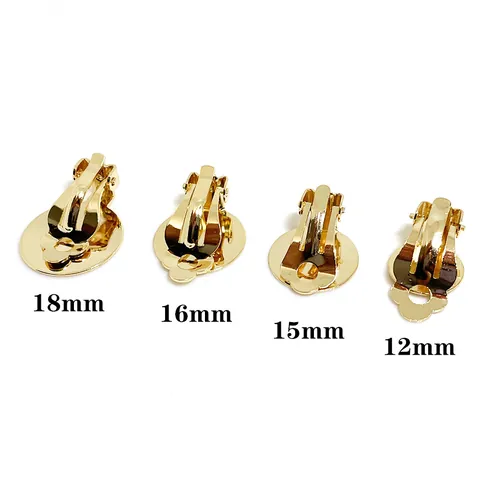 Convertidores de Clips para Pendientes de Latón Base de Bandeja Redonda Para Orejas Sin Agujeros DIY Joyería Chapado Oro Plata