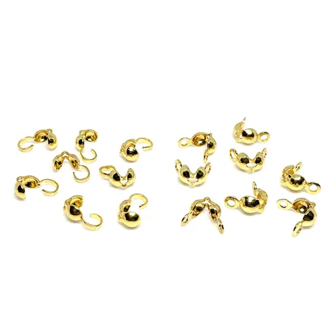 Brass 14K Gold Plated Bead Tips Calottes Clamshell End Caps Connectors For DIY Necklace Bracelet Jewelry Making Accessories