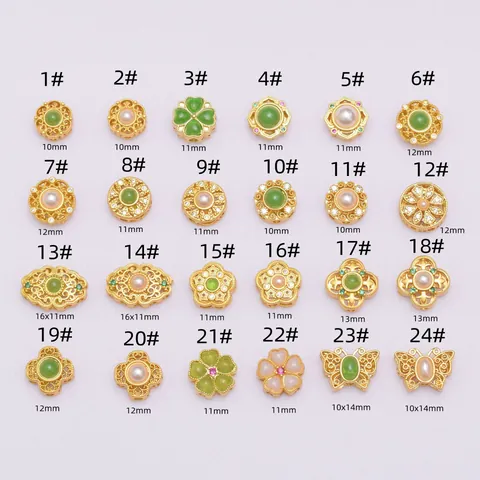 Vintage Gold Plated Copper Spacer Beads Zirconia Artificial Pearl Clover Flower Butterfly Charms For DIY Jewelry Bracelet Necklace Making