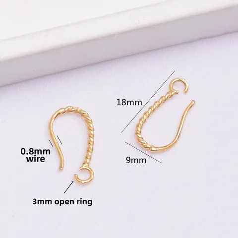Twisted Copper French Earring Hooks Gold Plated DIY Jewelry Making Findings Braided Ear Wire Accessories For Women Jewelry
