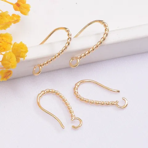 Twisted Copper French Earring Hooks Gold Plated DIY Jewelry Making Findings Braided Ear Wire Accessories For Women Jewelry