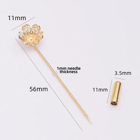 Filigraan Bloem Broche Speld Blank Koper Metaal Speld Onderdeel 14K Verguld DIY Sieraden Maken Accessoire Voor Kleding Decor
