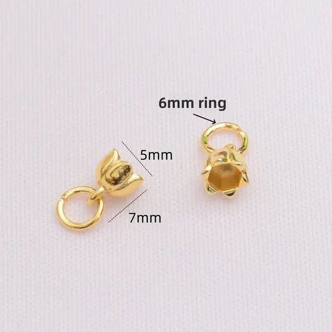 18K Gold Plated Copper Lotus Bud Charms Tulip Pendant DIY Jewelry Making Handmade Bracelet Necklace Accessories Components