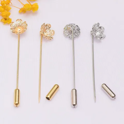 Filigraan Bloem Broche Speld Blank Koper Metaal Speld Onderdeel 14K Verguld DIY Sieraden Maken Accessoire Voor Kleding Decor