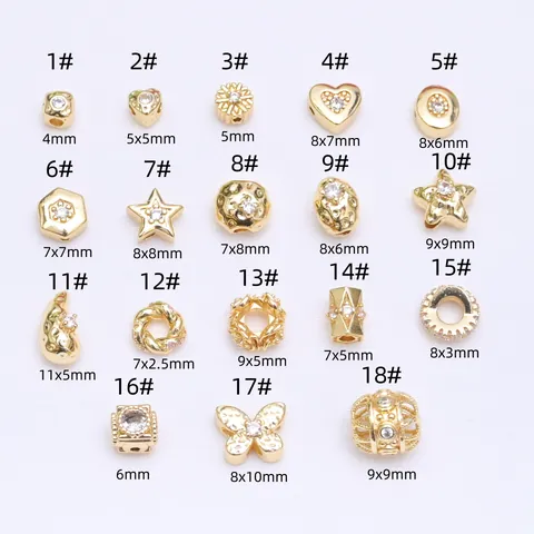 Kupfer Spacer Perlen 14K Goldgefüllt Eingelegte Zirkon Stern Herz Schmetterling Blume DIY Schmuckherstellung Barock Perlen Damen