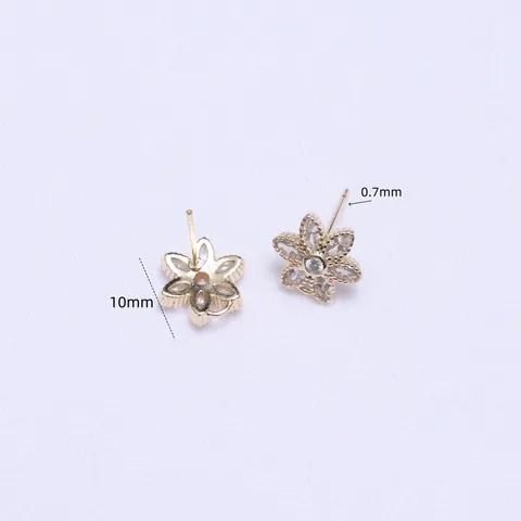 DIY Blume Ohrstecker Zubehör Mikrozirkonia Eingelegt Kupfer 14K Goldgefüllt Weißgold Ohrstecker-Stifte Für Schmuckherstellung